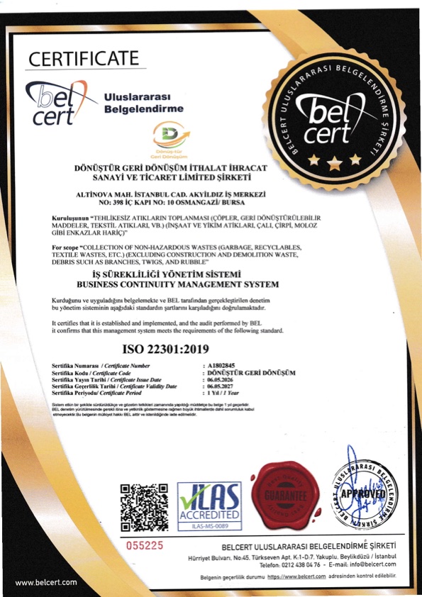 ISO 22301:2019 — İş Sürekliliği Yönetim Sistemi